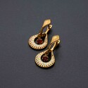 Серьги «Колты» с фианитами гранатового цвета