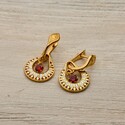 Серьги «Колты» с фианитами гранатового цвета