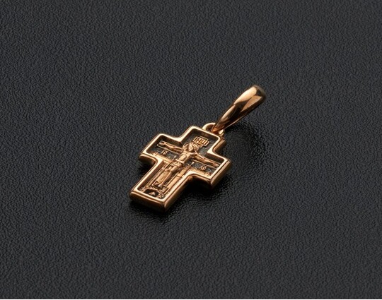 Купить крестик золотой женский с Распятием Христовым и Казанской иконой ...