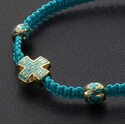 Православный браслет из текстиля с крестиком из серебра с эмалью