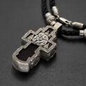Православный крест из серебра и дерева с молитвой и образами святых