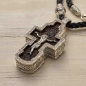 Православный крест из серебра и дерева с молитвой и образами святых