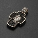 Православный крест с Архангелом Михаилом и Спасом Нерукотворным из серебра с эбеновой основой