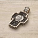 Православный крест с Архангелом Михаилом и Спасом Нерукотворным из серебра с эбеновой основой
