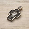 Православный крест с Архангелом Михаилом и Спасом Нерукотворным из серебра с эбеновой основой