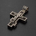 Крест классический серебряный с эбеном, молитвой "Спаси и Сохрани"