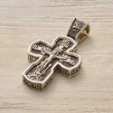 Крест из серебра с эбеном, Победоносцем, Чудотворцем и Серафимом Саровским