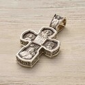 Крест из серебра с эбеном, Победоносцем, Чудотворцем и Серафимом Саровским